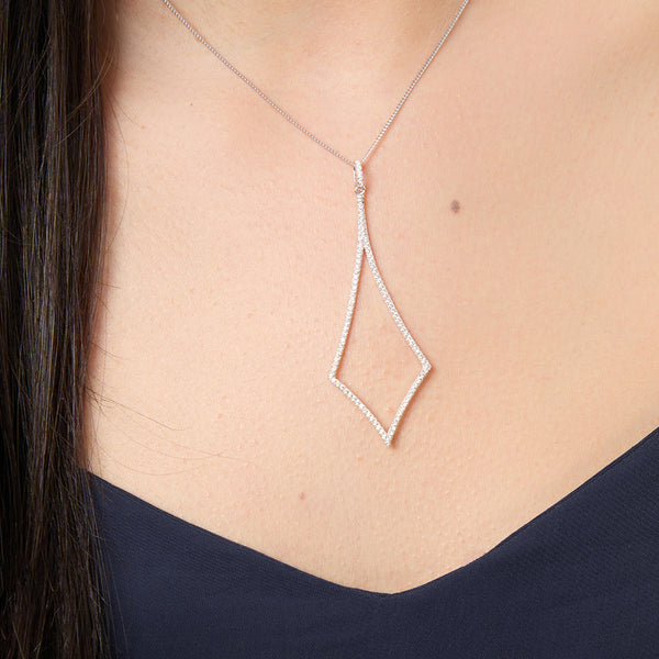 Sterling Silver Long Diamond Shaped Pendant - JOOLS By Jenny Brown
