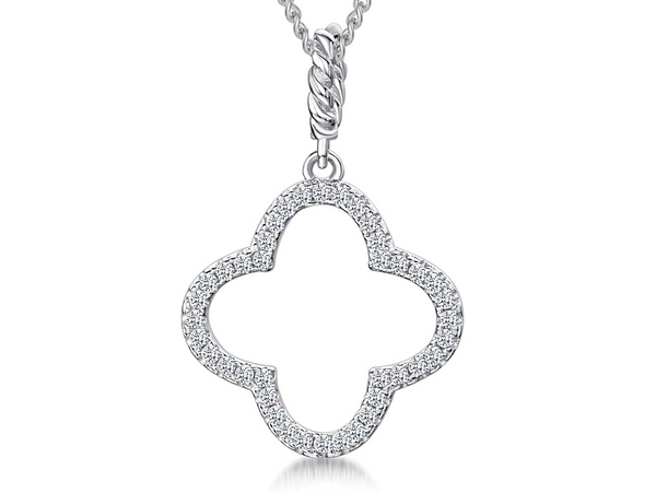 Sterling Silver Clover Flower Pendant Set With Cubic Zirconia - JOOLS By Jenny Brown