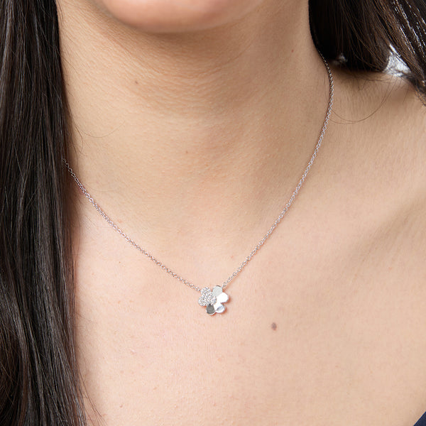 Sterling Silver Flower Pendant With Stone Set Petal-JOOLS by Jenny Brown
