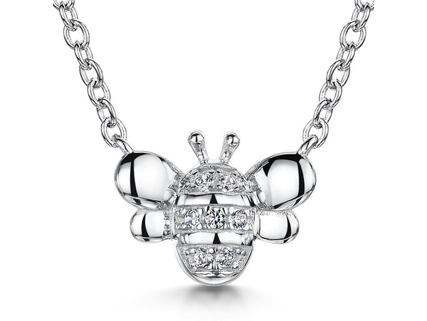 Sterling Silver Bee Necklace Set With White Cubic Zirconia Stones - JOOLS By Jenny Brown
