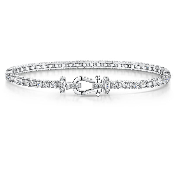 Sterling Silver Tennis Bracelet With Buckle Clasp - 3mm