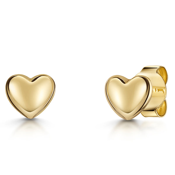 Yellow Gold Vermeil Bubbly Heart Stud Earrings-JOOLS by Jenny Brown