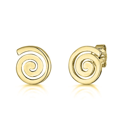 Yellow Gold Twirls Stud Earrings-JOOLS by Jeny Brown