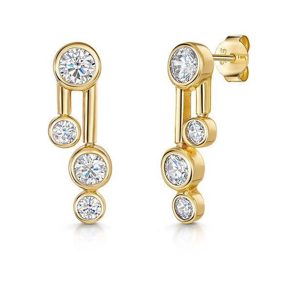 Yellow Gold 4 Stone Bubble Drop Bubble Earrings-JOOLS by Jenny Brown