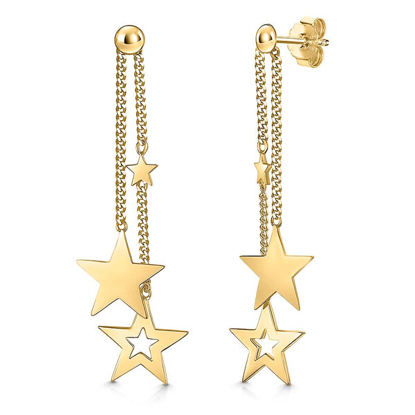 Gold star earrings with chains- JOOLS by Jenny Brown