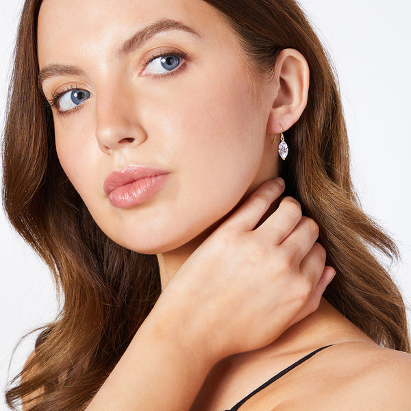 18ct Gold Vermeil Large Marquise Cubic Zirconia Drop Earrings