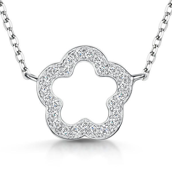 Sterling Silver Clover Necklace With Cubic Zirconia Stones - JOOLS By Jenny Brown