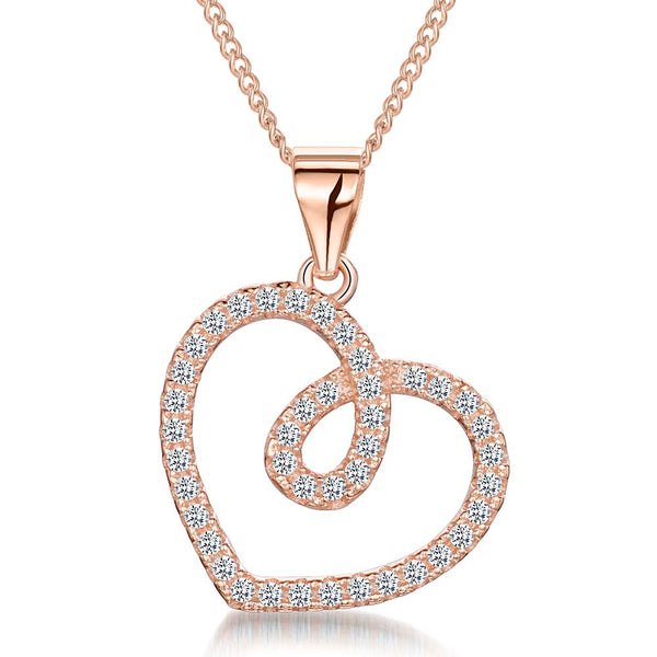 Rose Twisted Heart Cubic Zirconia Pendant - JOOLS By Jenny Brown