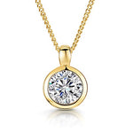 Load image into Gallery viewer, Yellow Gold Half Carat Cubic Zirconia Rubover Pendant