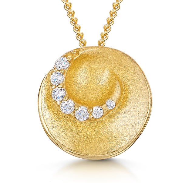 Yellow Gold Satin Swirl Pendant-JOOLS byJenny Brown