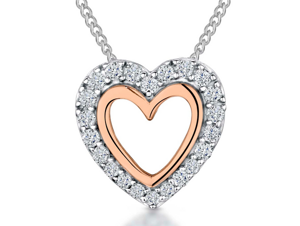 Sterling Silver Inner Rose Gold Open Heart Pendant - JOOLS By Jenny Brown