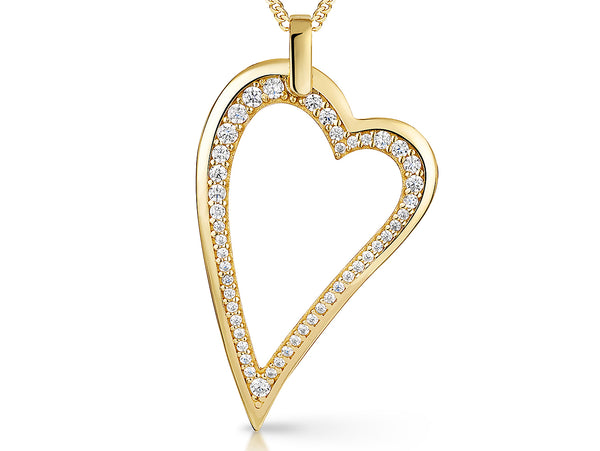Yellow Gold Small Dali Heart Cubic Zirconia Pendant-JOOLS by Jenny Brown