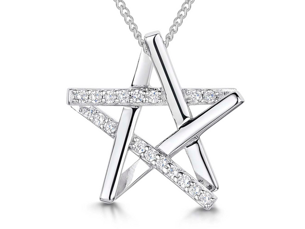 Sterling Silver Star Pendant Half Set With Cubic Zirconia's - JOOLS By Jenny Brown