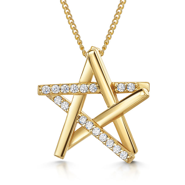 Yellow Gold Pentagram Pendant- JOOLS By Jenny Brown