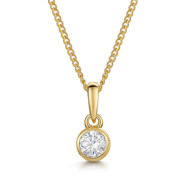 Yellow Gold Quarter Carat Solitaire Pendant-JOOLS by Jenny Brown