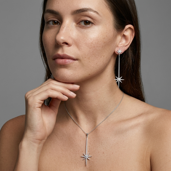 Sterling Silver Elongated North Star Pendant