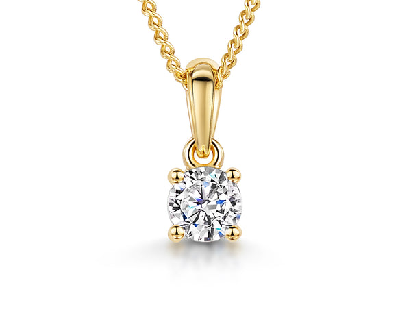 Yellow Gold Round Solitaire Pendant- JOOLS by Jenny Brown