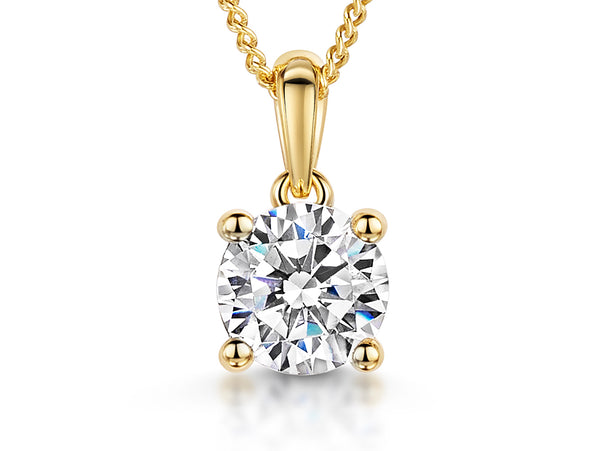 Yellow Gold 1ct Solitaire Pendant With Cubic Zirconia