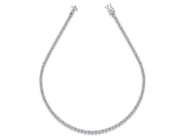 A sterling silver tennis necklace with 9.15ct cubic zirconia stones set in a 4 claw setting.-JOOLS by Jenny Brown