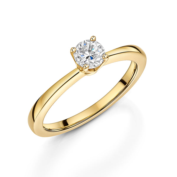 Yellow Gold Half Carat Cubic Zirconia Solitaire Ring-JOOLS by Jenny Brown