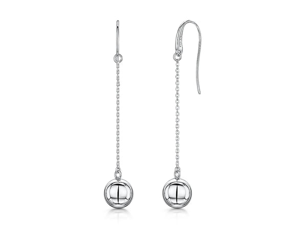 Sterling Silver Drop Ball Earrings-JOOLS by Jenny Brown