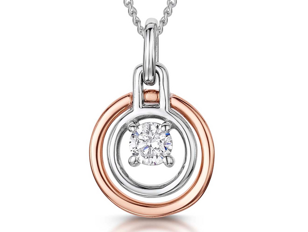Rose Gold Circle Drop Pendant With A Cubic Zirconia Centre - JOOLS By Jenny Brown