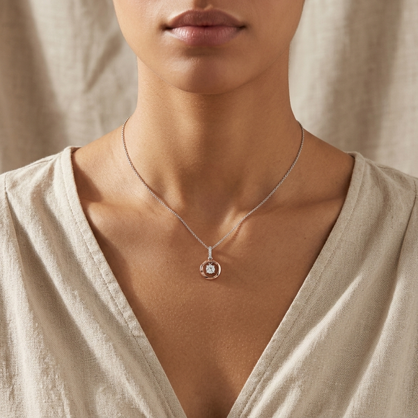 Rose Gold Suspended Zirconia Pendant
