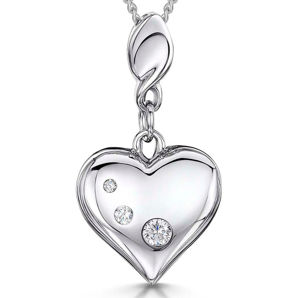 Sterling Silver Pendant Inlaid With Three Cubic Zirconia Stones