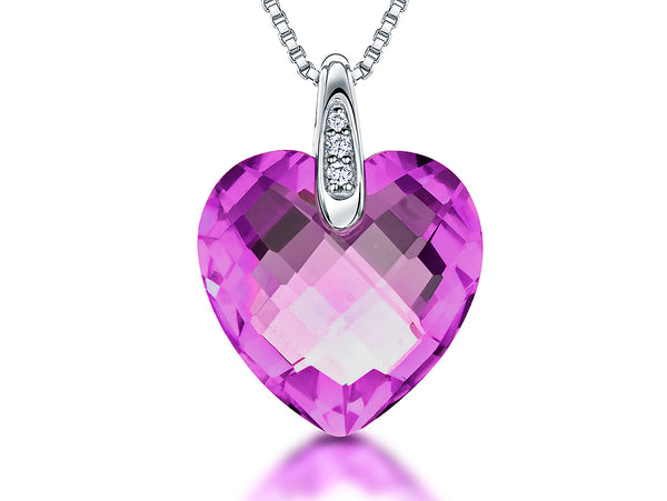 Sterling Silver Amethyst Faceted Heart Necklace-JOOLS by Jenny Brown