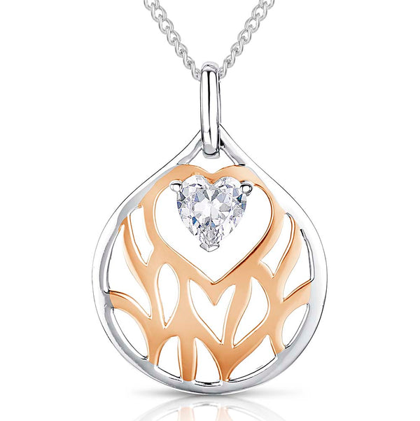 Rose Gold Suspended Heart Pendant - JOOLS By Jenny Brown