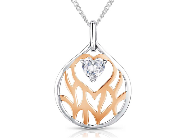 Rose Gold Suspended Heart Pendant - JOOLS By Jenny Brown