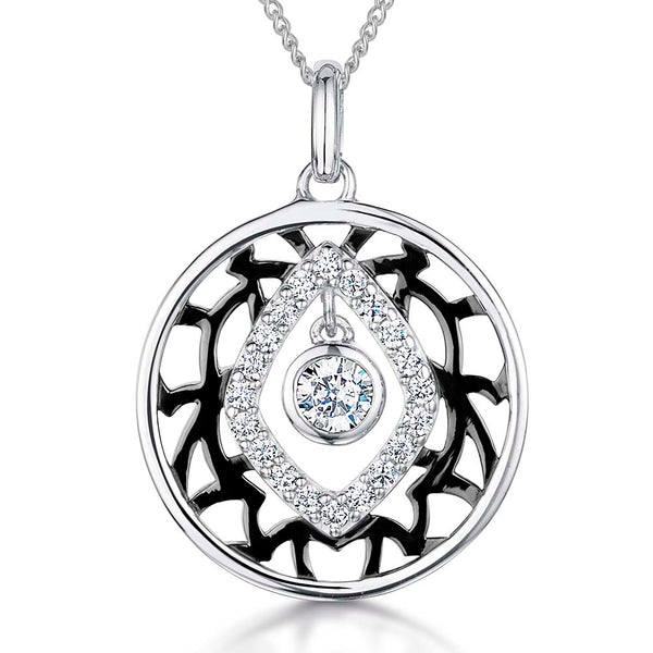 Sterling Silver Black Rhodium Lattice Pendant