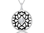 Load image into Gallery viewer, Sterling Silver Circle Pendant With A Ruthenium Filigree Centre