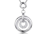 Load image into Gallery viewer, Rhodium Plated Sterling Silver Pendant with a multi-circle design and cubic zirconia stones, accompanied by a chain-JOOLS by Jenny Brown