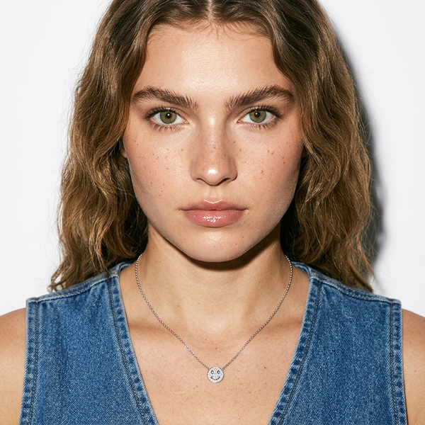 Sterling Silver Emoji Smiley Face Pendant