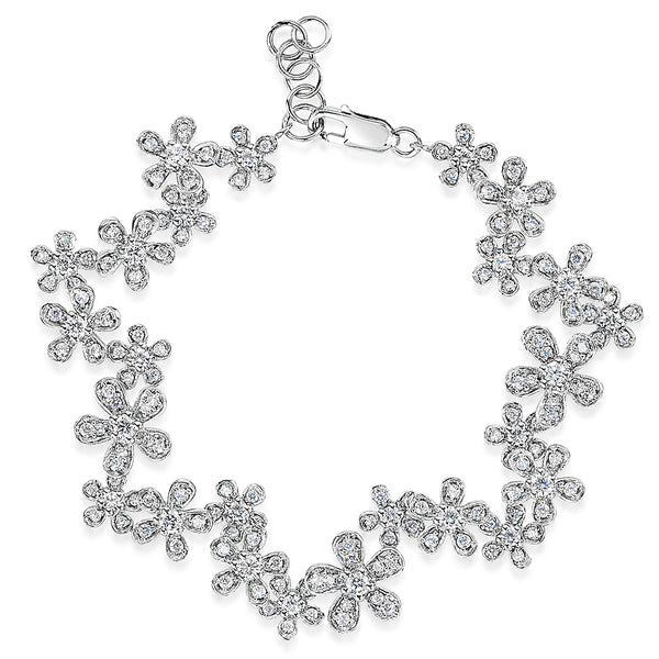 Sterling Silver Cubic Zirconia Daisy Chain Bracelet-JoOLS by Jenny Brown