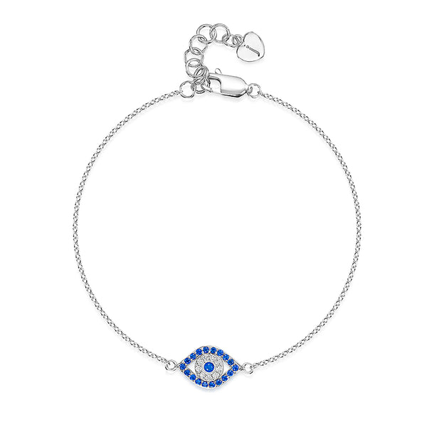 Sterling Deep Blue Silver Evil Eye Bracelet-JOOLS by Jenny Brown