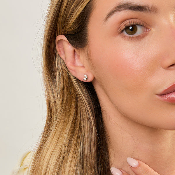 Sterling Silver Stud Coffee Bean Shape Earrings - JOOLS By Jenny Brown