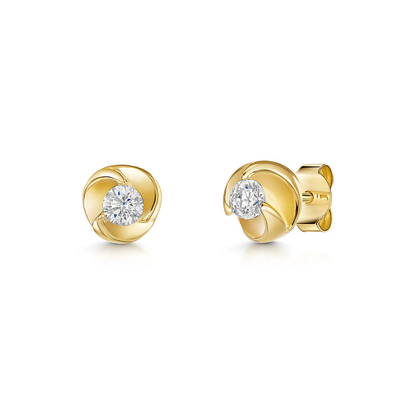 Yellow Gold Swirl Stud Earrings-JOOLS by Jenny Brown