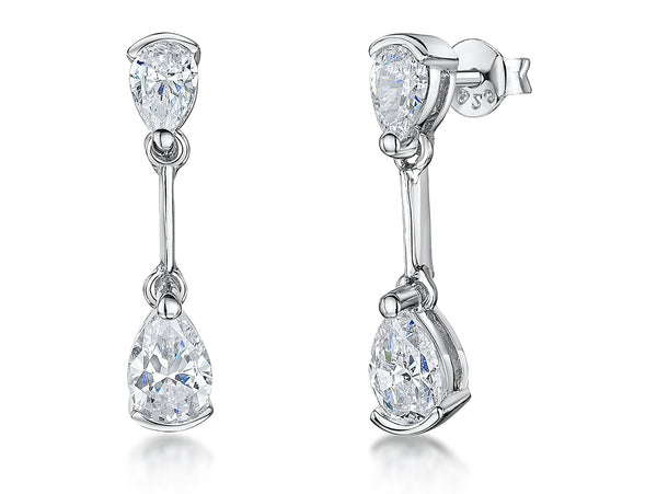 Sterling Silver Teardrop Cubic Zirconia Drop Earrings - JOOLS By Jenny Brown