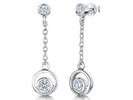 Load image into Gallery viewer, A pair of sterling silver circle drop earrings with cubic zirconia stones-JOOLS by Jenny Brown