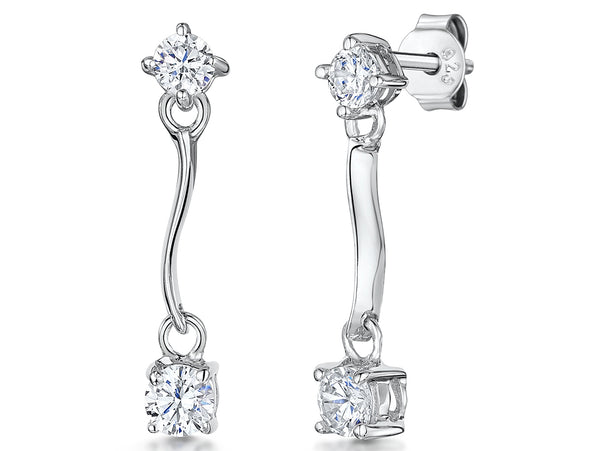 Sterling Silver Drop Earrings With Cubic Zirconia Bale - JOOLS By Jenny Brown