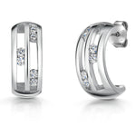 Load image into Gallery viewer, Sterling Silver Tension Set Half Hoop Earrings