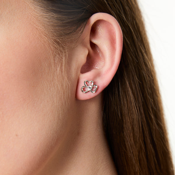 STERLING SILVER AND WHITE ZIRCONIA OPEN FLOWER STUD EARRINGS WITH A ZIRCONIA CENTRE - JOOLS By Jenny Brown