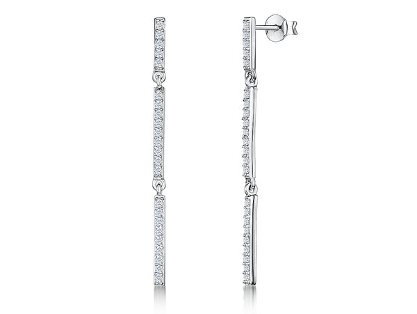 Sterling Silver Triple Bar Drop Earrings - JOOLS By Jenny Brown