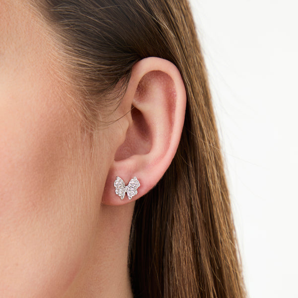 Sterling Silver Delicate Butterfly Stud Earrings Pave Set earrings - JOOLS By Jenny Brown