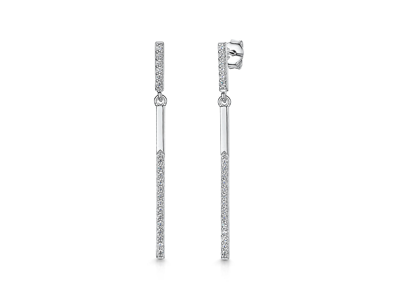 Sterling Silver Thin Bar Drop Earrings – JOOLS By Jenny Brown