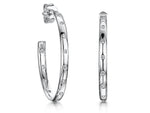 Load image into Gallery viewer, Sterling Silver 3/4 Hoop Earrings Studded With Cubic Zirconia