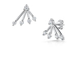Load image into Gallery viewer, A pair of sterling silver stud earrings with a frond design, featuring multiple cubic zirconia stones-JOOLS by Jenny Brown
