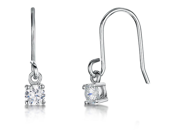 Sterling Silver Solitaire Fishhook Earrings - JOOLS By Jenny Brown